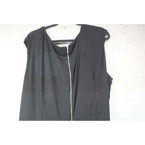 Lane Bryant Black Ruched Maxi Dress-Size 26/28-Side Slit-Back Zip - Picture 9 of 10